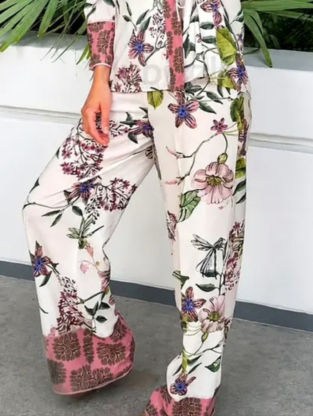 ZARA Tropical Flotal Print Pants Elegant Straight Leg Relaxed Pants - Picture 6 of 14